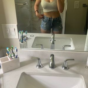 Light wash ripped shorts